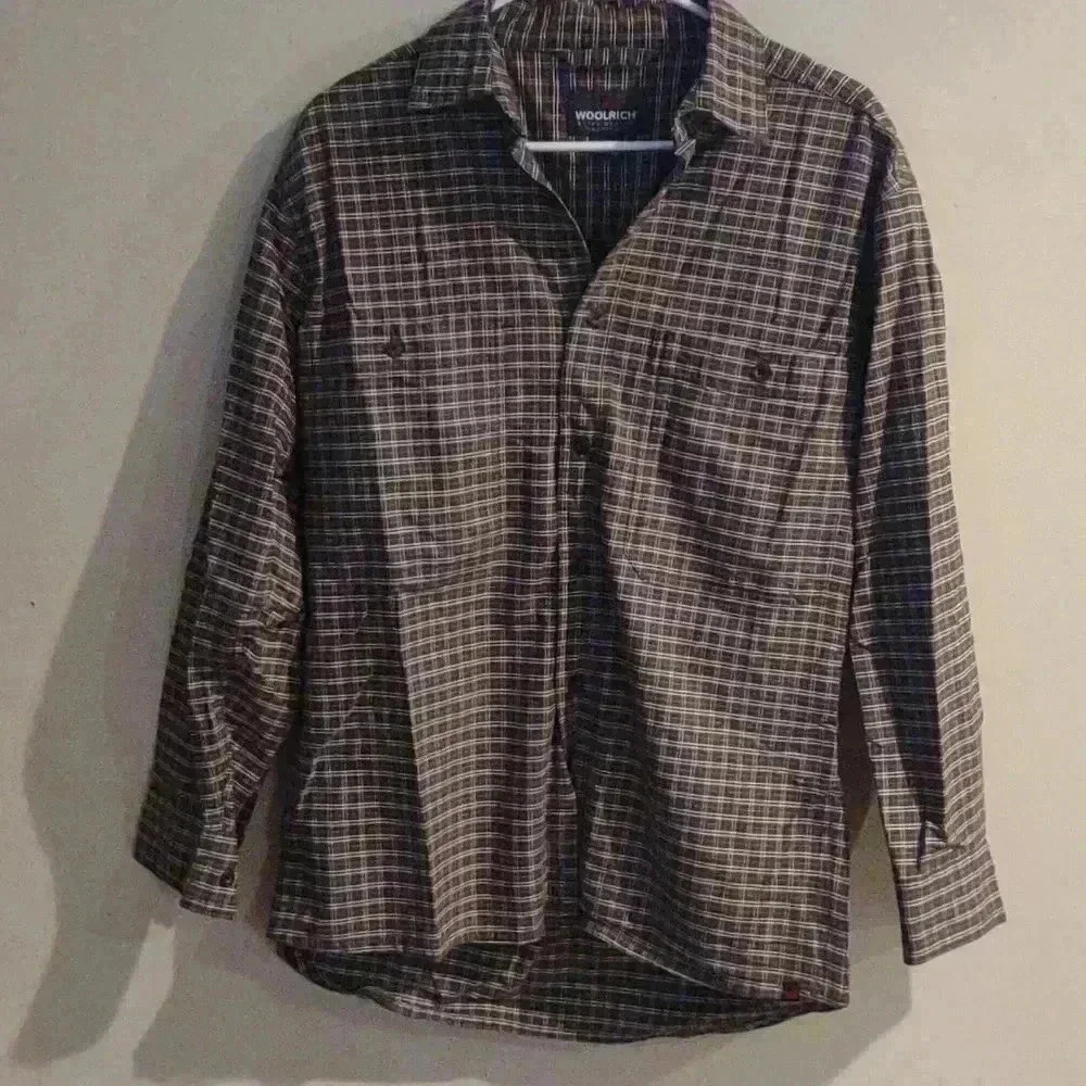 Men's Woolrich Elite Series Tactical button down dark green/tan/maroon small
